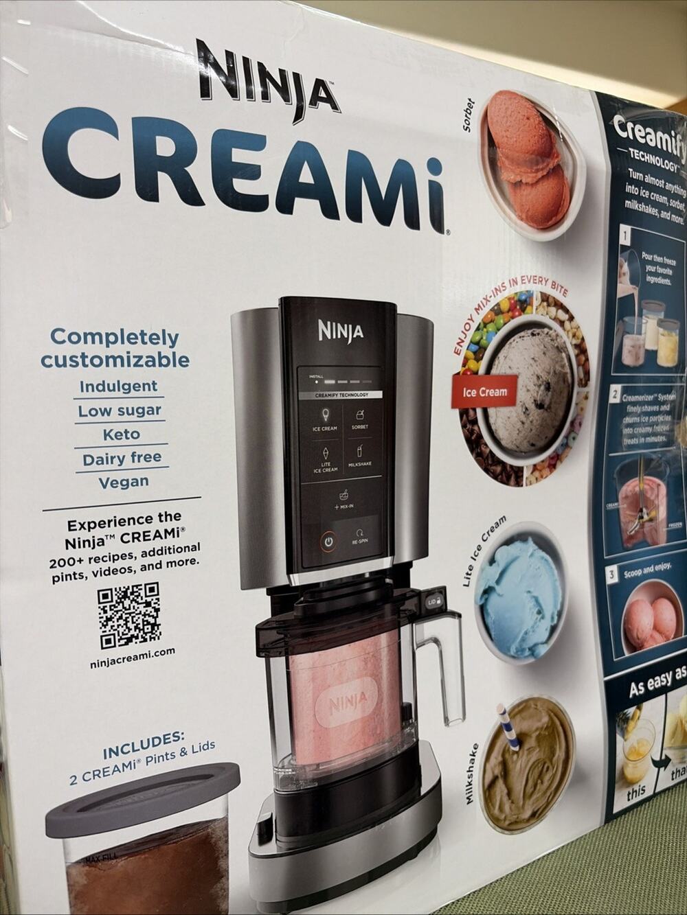 Ninja CREAMi Electric Ice Cream Maker, One-Touch Programs, Mix-ins, Easy Clean